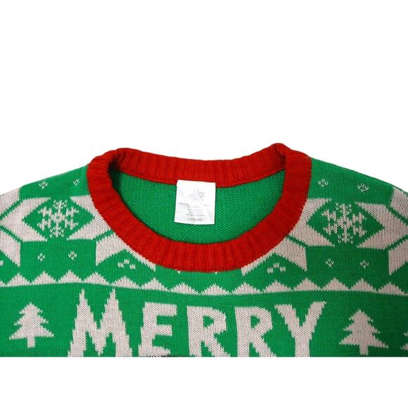 Dr. Seuss The Grinch Ugly Christmas Sweater Men's Size L 42-44 Green Long Sleeve - Picture 3 of 11